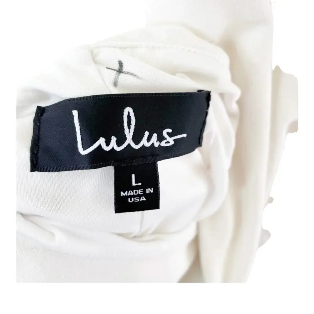 Lulus Going Steady White Backless Skater Dress Low V-Neck Mini Sleeveless Size L - Picture 3 of 4
